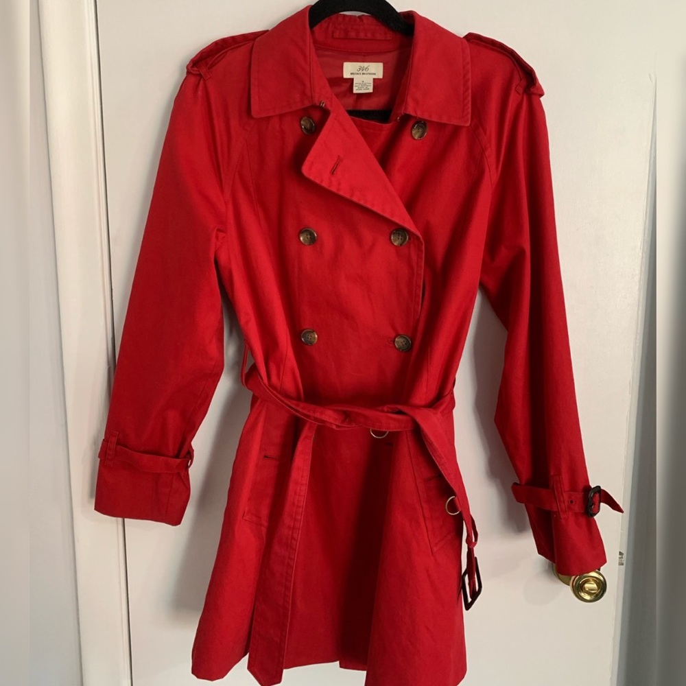 Red Brooks Brothers Trench Coat